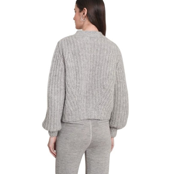 Arlene Knitted Short V neck Gray Chunky Cardigan Sweater - Picture 2 of 15